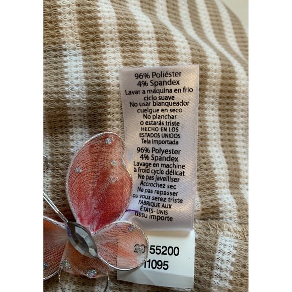 LulaRoe Sarah Duster Cardigan Sweater Tan Cream Striped Ribbed Women's Size M - Picture 6 of 6